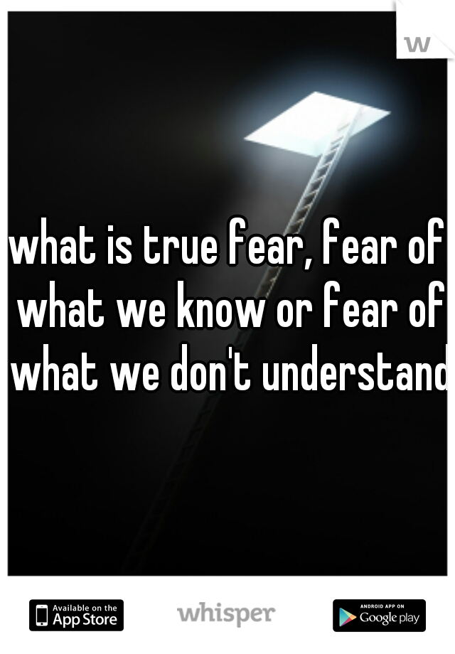 what is true fear, fear of what we know or fear of what we don't understand 
