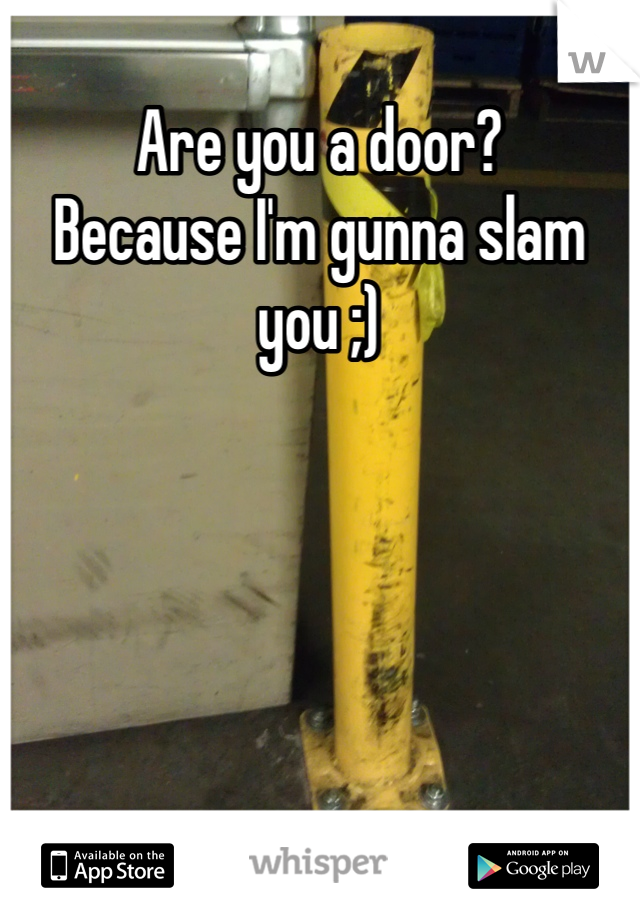 Are you a door? 
Because I'm gunna slam you ;)