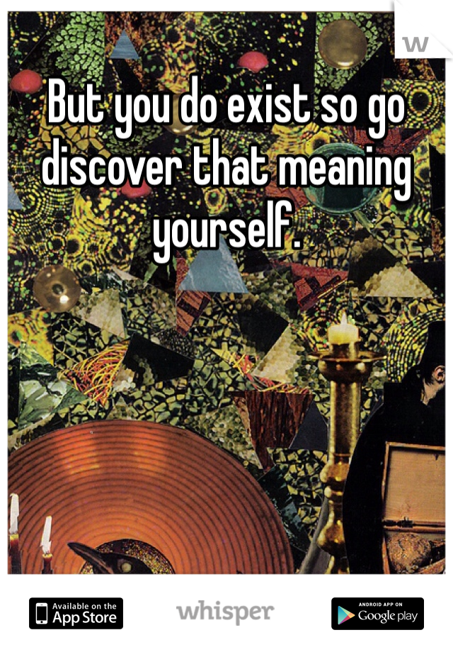 But you do exist so go discover that meaning yourself. 
