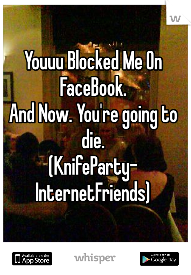 Youuu Blocked Me On FaceBook. 
And Now. You're going to die. 
(KnifeParty-InternetFriends)