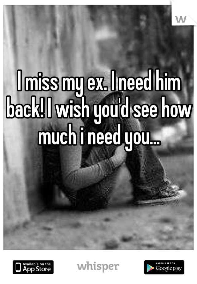 I miss my ex. I need him back! I wish you'd see how much i need you...