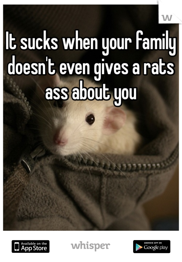 It sucks when your family doesn't even gives a rats ass about you
