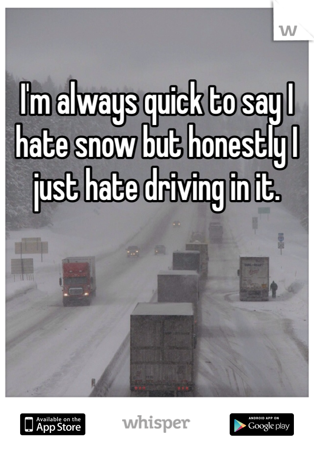 I'm always quick to say I hate snow but honestly I just hate driving in it.