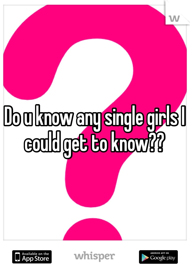 Do u know any single girls I could get to know??