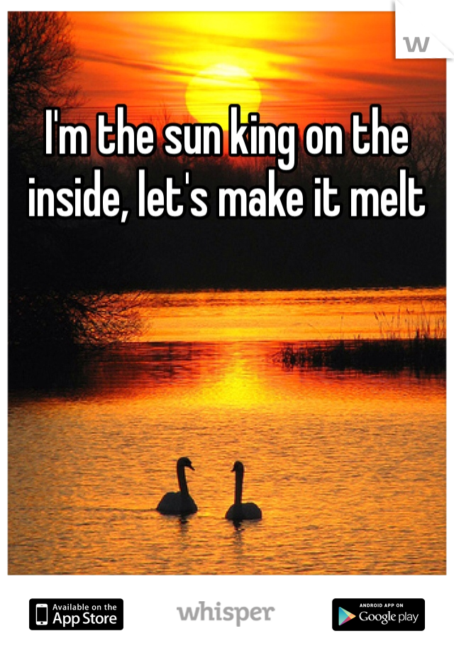I'm the sun king on the inside, let's make it melt 