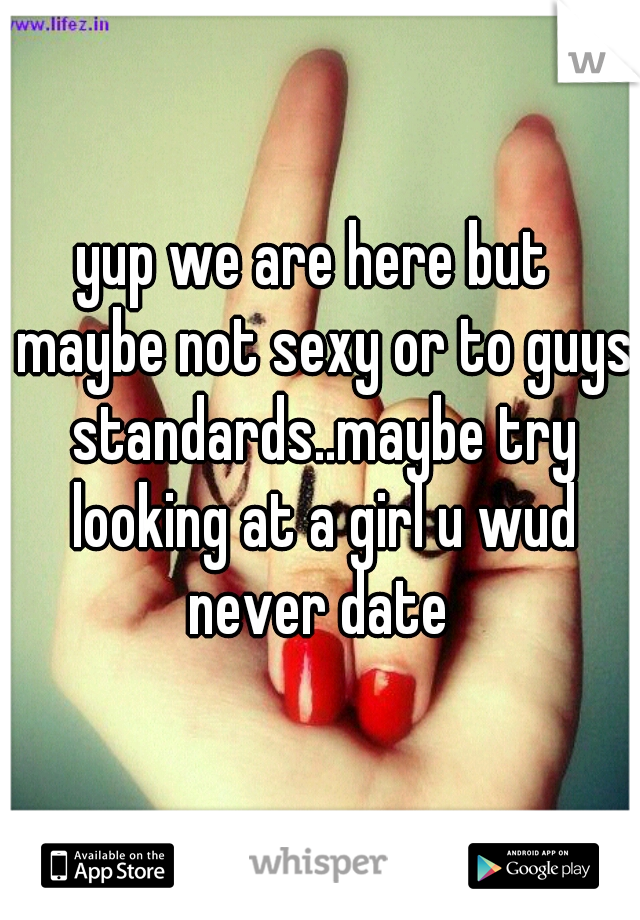 yup we are here but  maybe not sexy or to guys standards..maybe try looking at a girl u wud never date 
