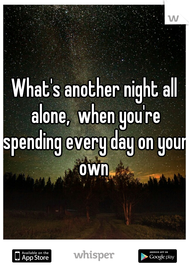What's another night all alone,  when you're spending every day on your own 