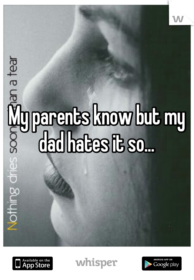 My parents know but my dad hates it so...