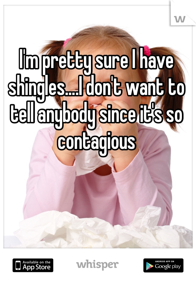 I'm pretty sure I have shingles....I don't want to tell anybody since it's so contagious 