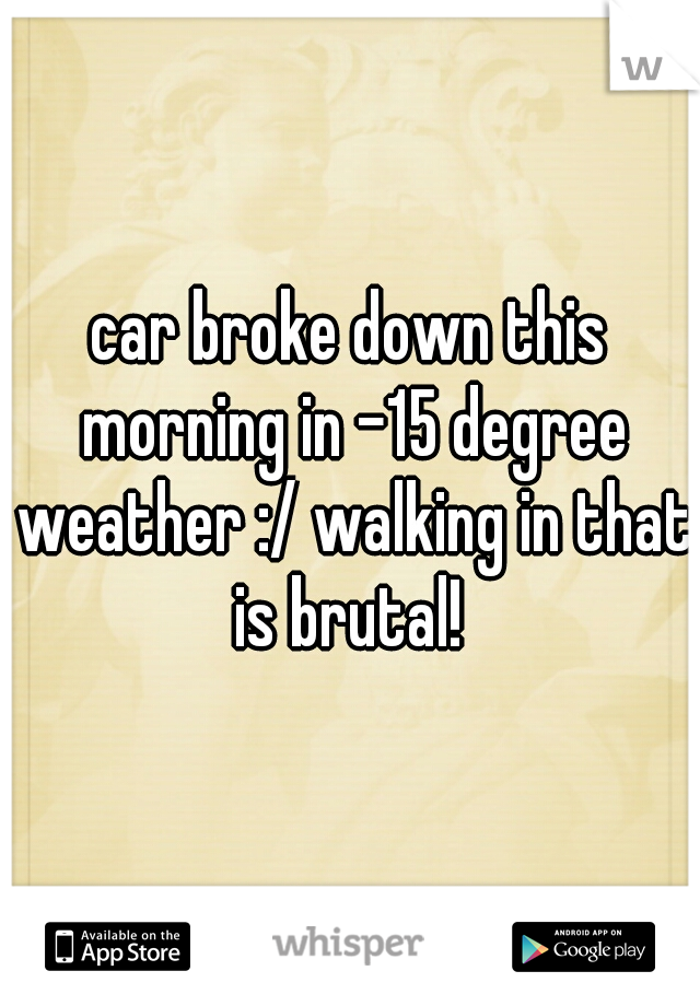 car broke down this morning in -15 degree weather :/ walking in that is brutal! 