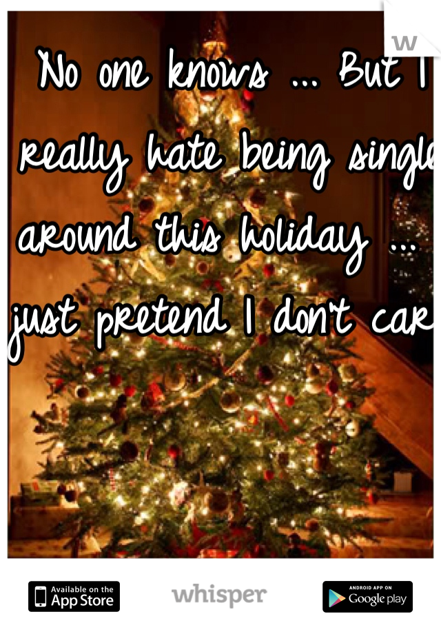 No one knows ... But I really hate being single around this holiday ... I just pretend I don't care