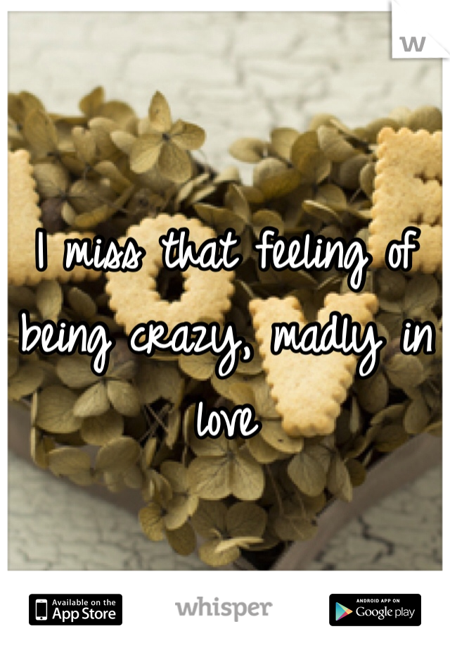 I miss that feeling of being crazy, madly in love 