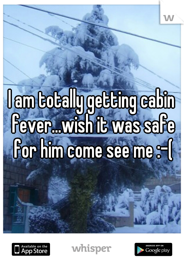 I am totally getting cabin fever...wish it was safe for him come see me :-(