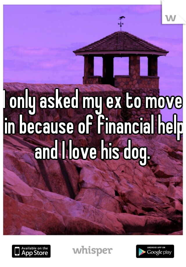 I only asked my ex to move in because of financial help and I love his dog. 