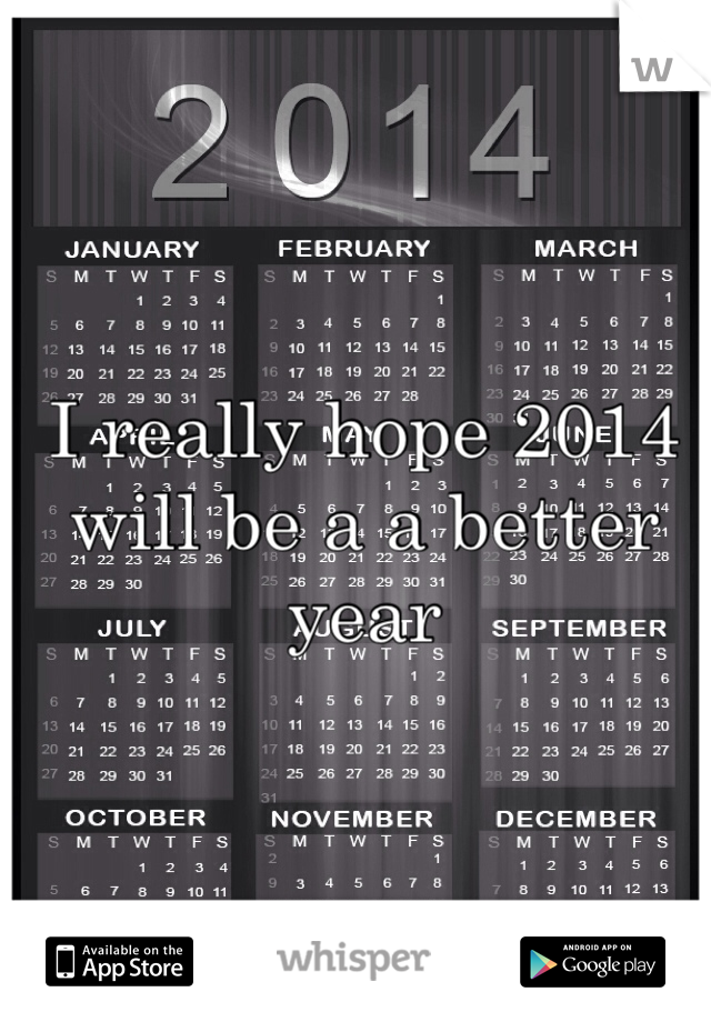 I really hope 2014 will be a a better year 