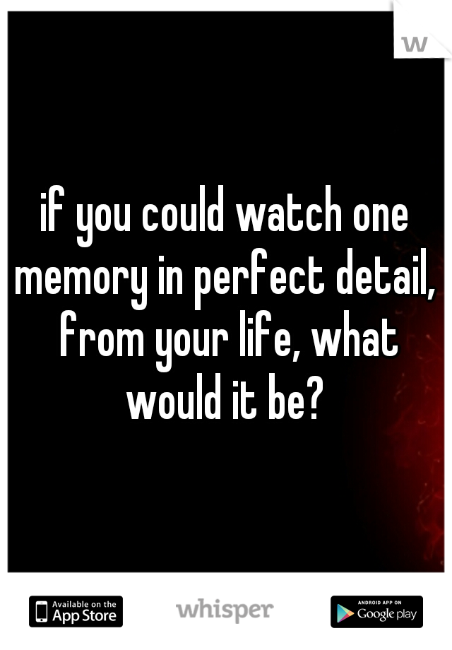 if you could watch one memory in perfect detail,  from your life, what would it be? 