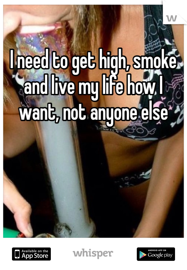 I need to get high, smoke and live my life how I want, not anyone else
