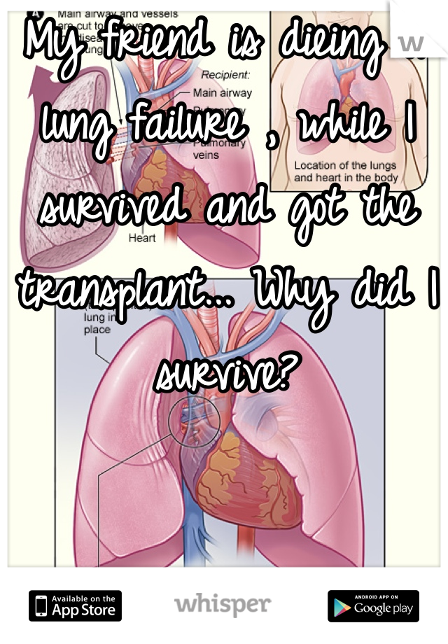 My friend is dieing of lung failure , while I survived and got the transplant... Why did I survive?