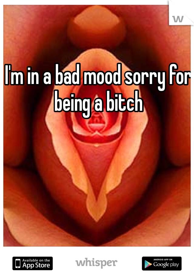 I'm in a bad mood sorry for being a bitch