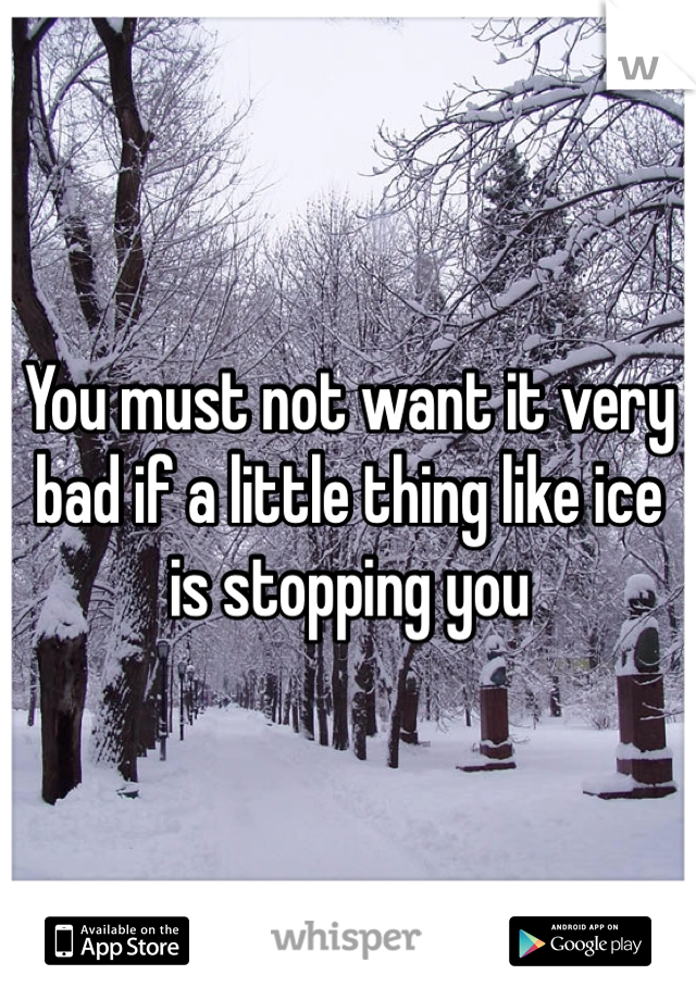 You must not want it very bad if a little thing like ice is stopping you