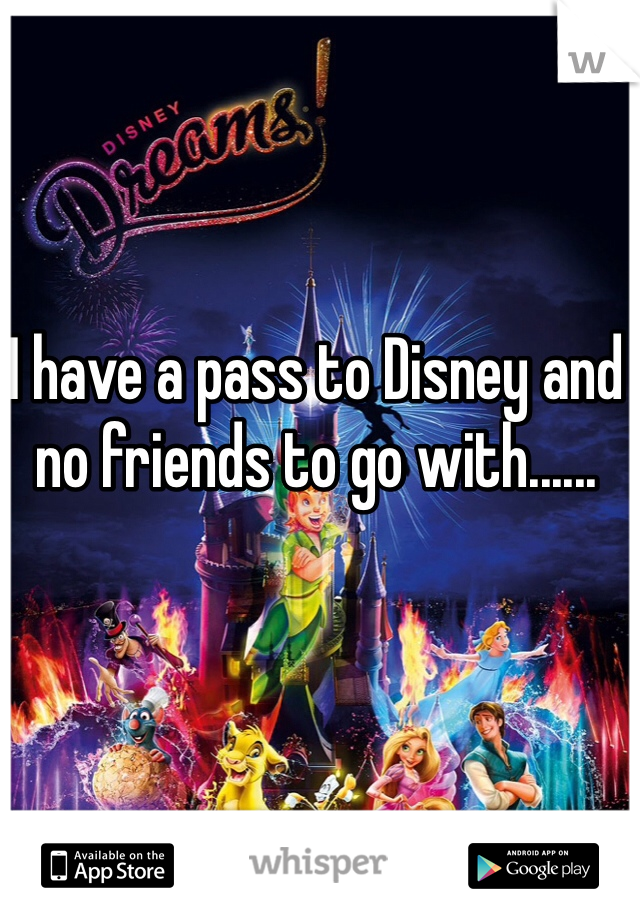 I have a pass to Disney and no friends to go with......