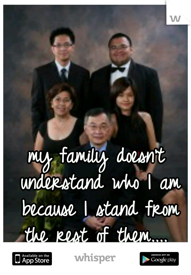 my family doesn't understand who I am because I stand from the rest of them.... 