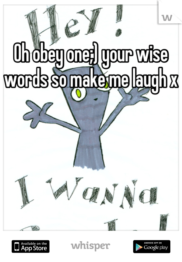 Oh obey one;) your wise words so make me laugh x