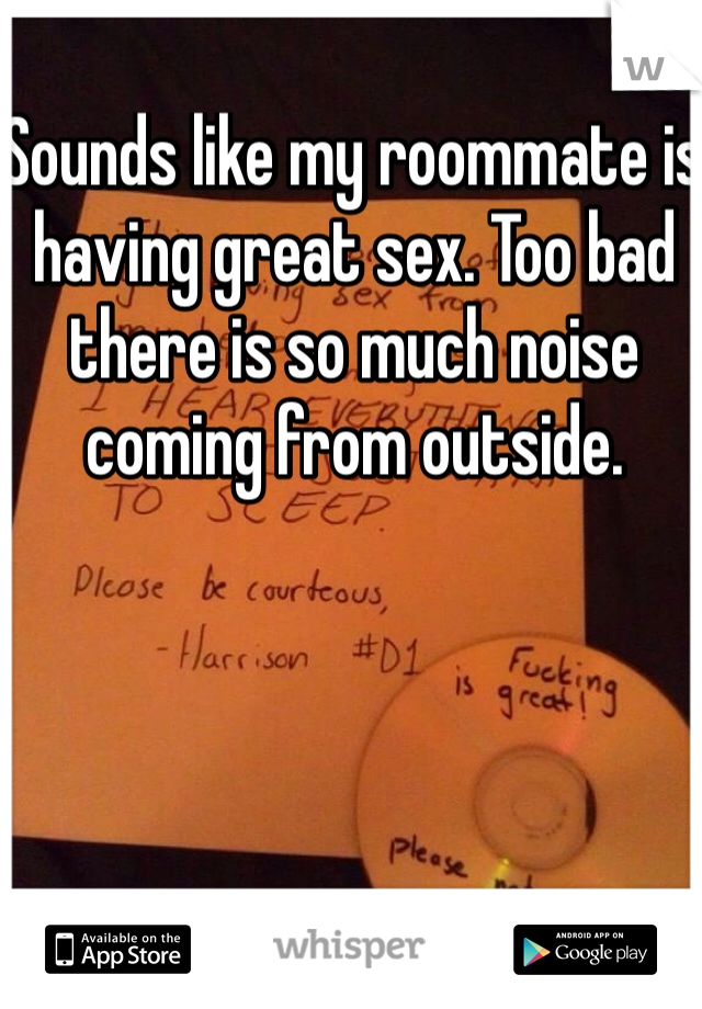 Sounds like my roommate is having great sex. Too bad there is so much noise coming from outside.