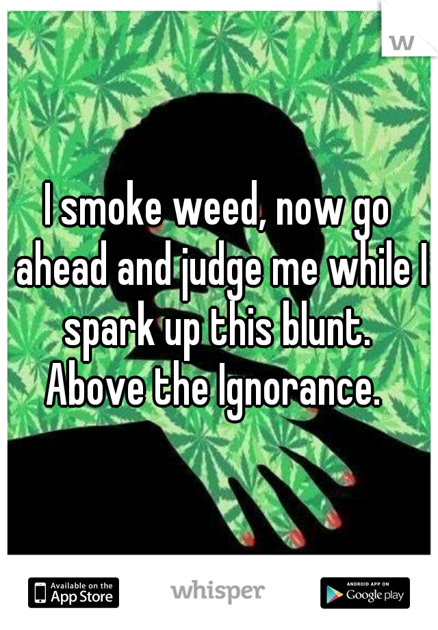 I smoke weed, now go ahead and judge me while I spark up this blunt. 
Above the Ignorance. 