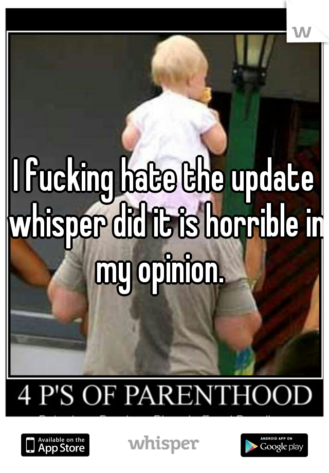 I fucking hate the update whisper did it is horrible in my opinion.  
