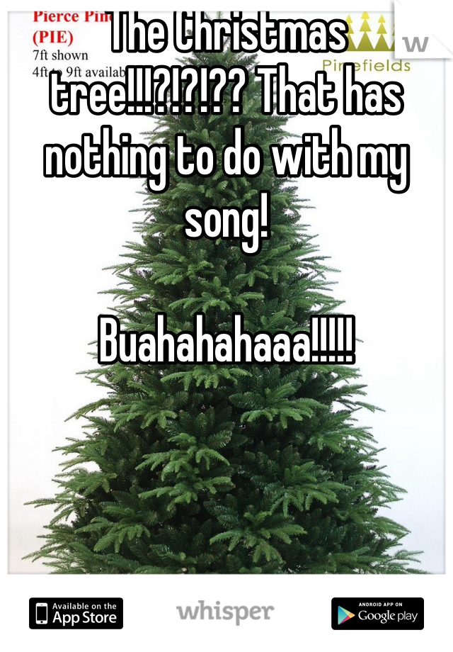 The Christmas tree!!!?!?!?? That has nothing to do with my song!

Buahahahaaa!!!!!