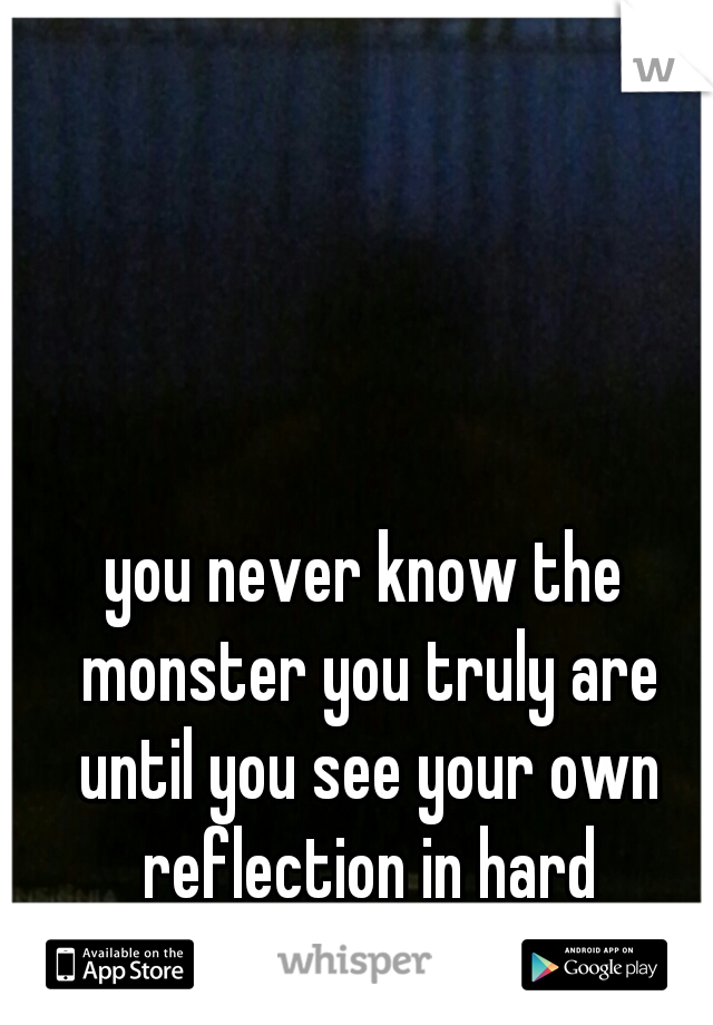 you never know the monster you truly are until you see your own reflection in hard times...you scare yourself