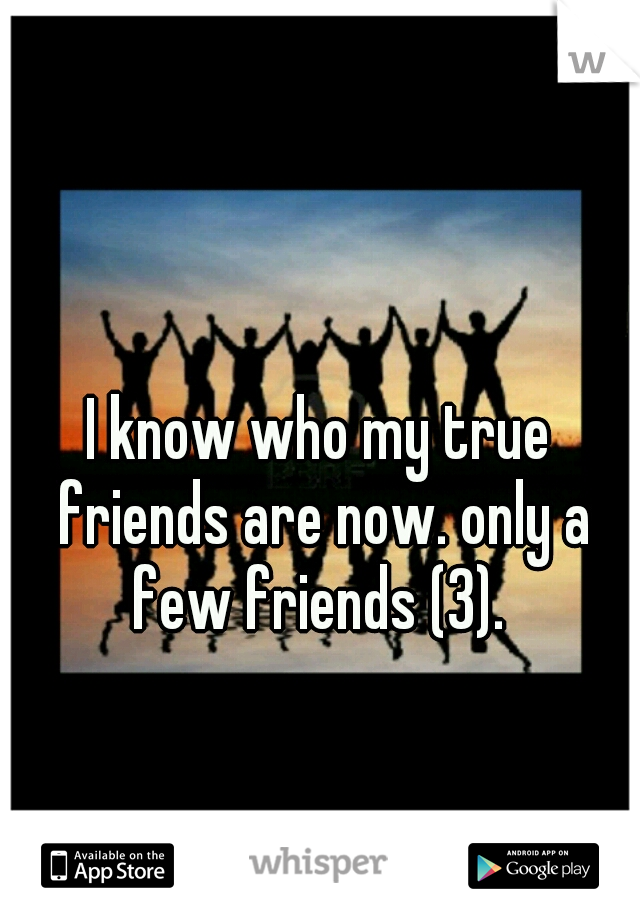 I know who my true friends are now. only a few friends (3). 