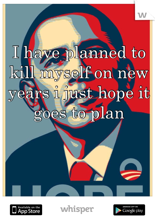 I have planned to kill myself on new years i just hope it goes to plan 