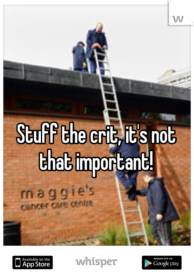 Stuff the crit, it's not that important!