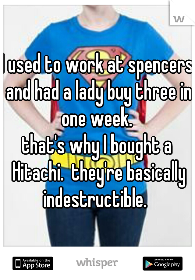 I used to work at spencers and had a lady buy three in one week. 
that's why I bought a Hitachi.  they're basically indestructible.  