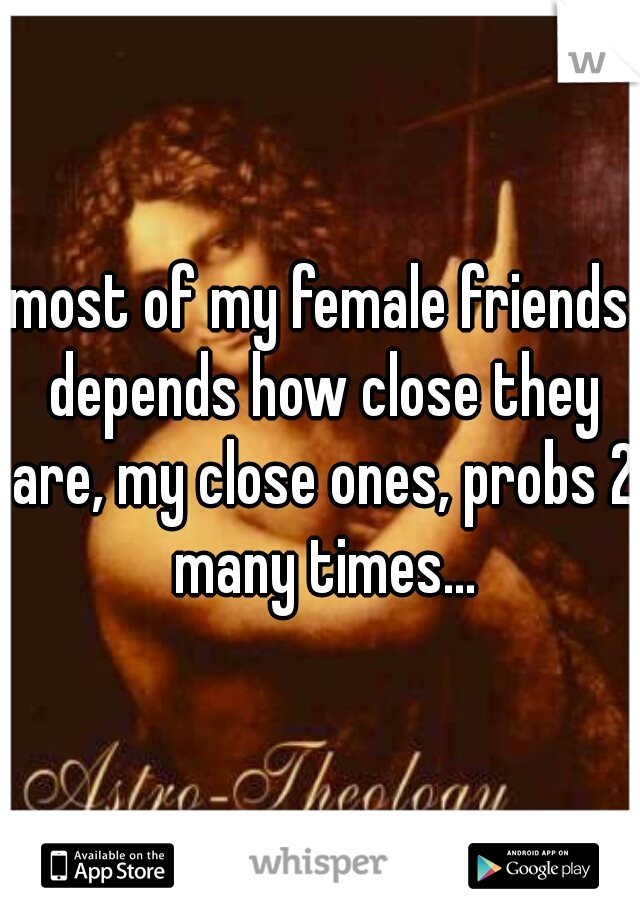 most of my female friends depends how close they are, my close ones, probs 2 many times...