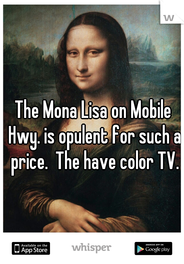 The Mona Lisa on Mobile Hwy. is opulent for such a price.  The have color TV.