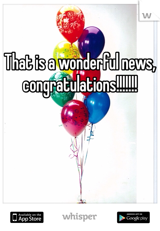 That is a wonderful news, congratulations!!!!!!!