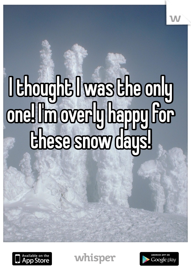I thought I was the only one! I'm overly happy for these snow days! 
