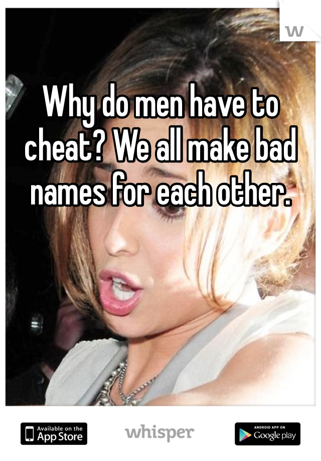 Why do men have to cheat? We all make bad names for each other. 