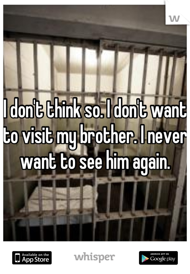 I don't think so. I don't want to visit my brother. I never want to see him again.