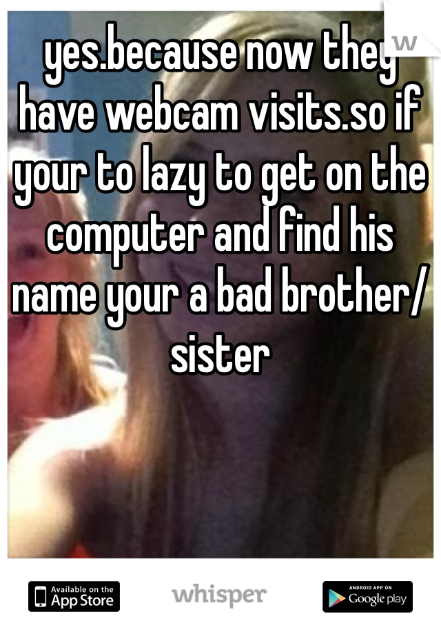 yes.because now they have webcam visits.so if your to lazy to get on the computer and find his name your a bad brother/sister