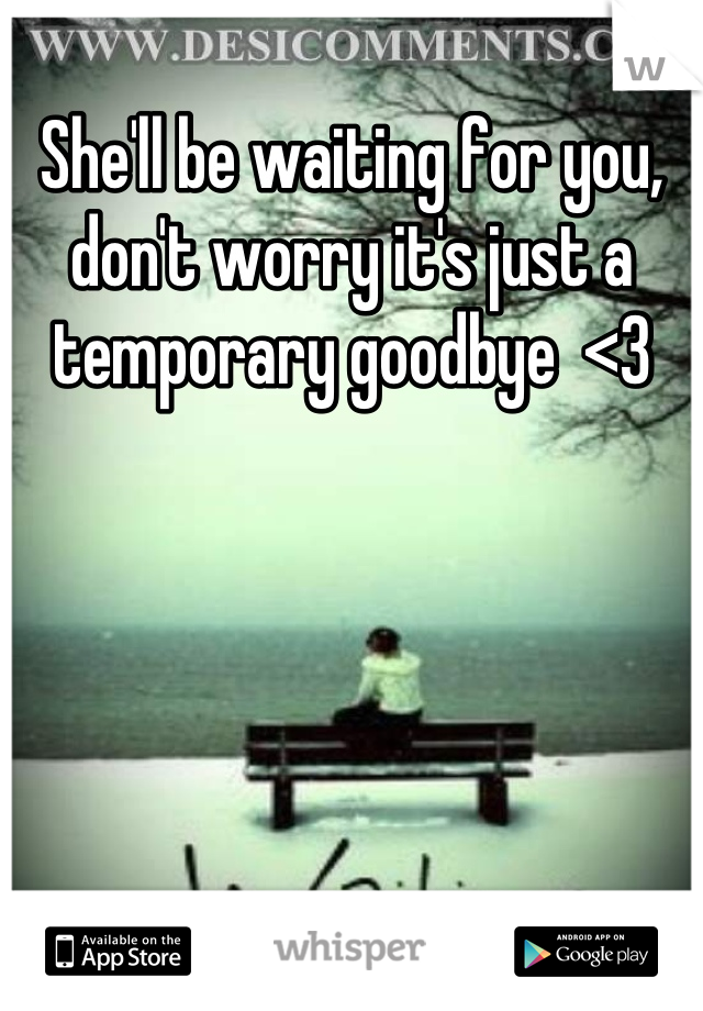 She'll be waiting for you, don't worry it's just a temporary goodbye  <3