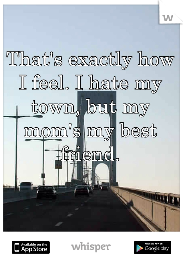 That's exactly how I feel. I hate my town, but my mom's my best friend. 