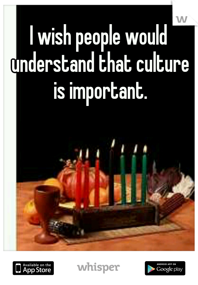 I wish people would understand that culture is important.