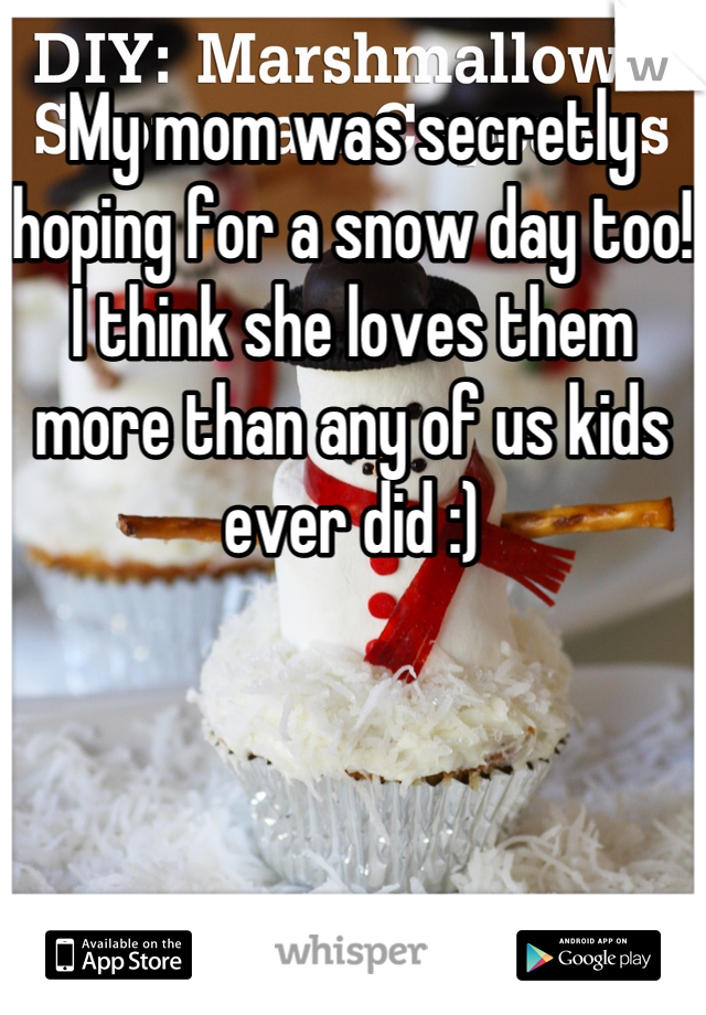 My mom was secretly hoping for a snow day too! I think she loves them more than any of us kids ever did :)