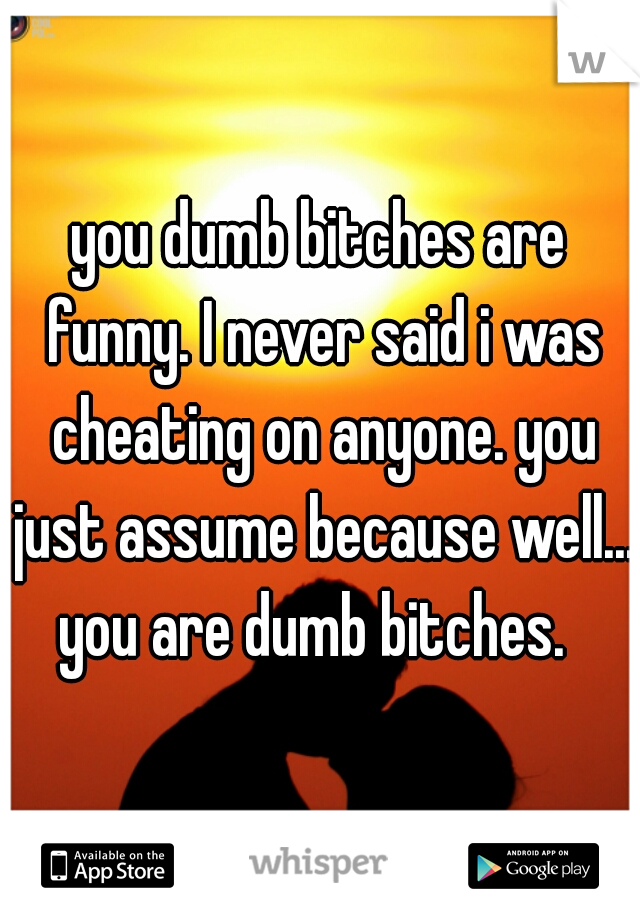 you dumb bitches are funny. I never said i was cheating on anyone. you just assume because well... you are dumb bitches.  