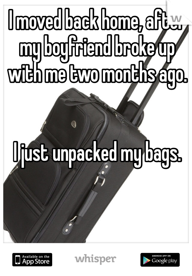 I moved back home, after my boyfriend broke up with me two months ago. 


I just unpacked my bags.