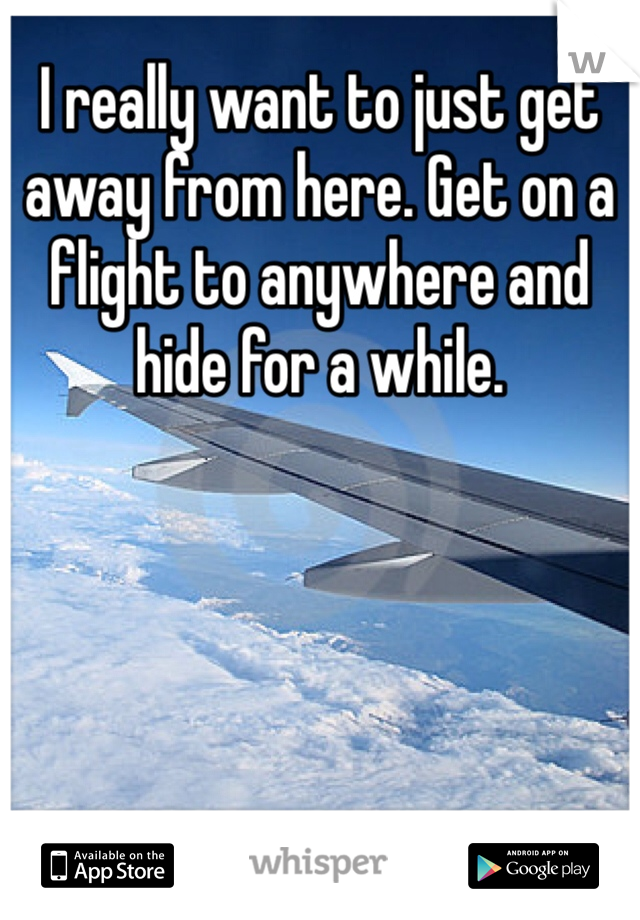 I really want to just get away from here. Get on a flight to anywhere and hide for a while. 